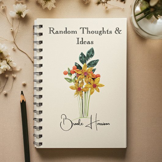 Elegant Name || Modern Paper Quilled Flowers Notitieboek