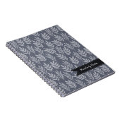 Elegant Name Modern Slate Grey Leaves Patroon Notitieboek (Rechterzijde)