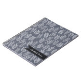 Elegant Name Modern Slate Grey Leaves Patroon Notitieboek (Linkerzijde)