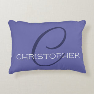 Elegant Name Monogram C Initiaal Periwinkle Blue Accent Kussen