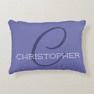 Elegant Name Monogram C Initiaal Periwinkle Blue Accent Kussen