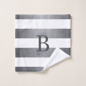 Elegant name monogram gestript grijs bad handdoek (Wasdoekje)
