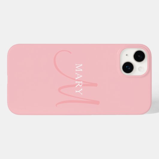 Elegant Name Monogram | Lichtroze Case-Mate iPhone Case (Achterkant (horizontaal))