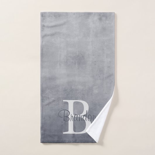 Elegant name monogram rustic Gray Bad Handdoek (Handdoek)