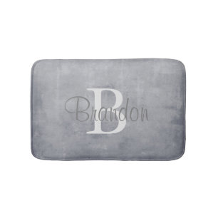 Elegant name monogram rustic Gray Badmat