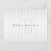 Elegant Name Monogram & Thin Gray Ombre Stripes Briefkaart (Voorkant)