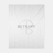 Elegant Name Monogram & Thin Gray Ombre Stripes Fleece Deken (Voorkant)