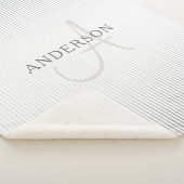 Elegant Name Monogram & Thin Gray Ombre Stripes Sherpa Deken (3/4)