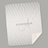 Elegant Name Monogram & Thin Gray Ombre Stripes Sherpa Deken