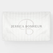 Elegant Name Monogram & Thin Gray Ombre Stripes Spandoek (Horizontaal)