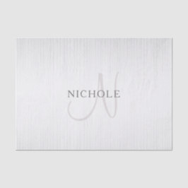 Elegant Name Monogram & Thin Gray Ombre Stripes Tissuepapier