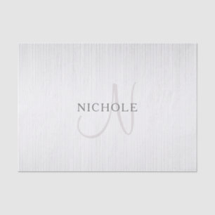 Elegant Name Monogram & Thin Gray Ombre Stripes Tissuepapier