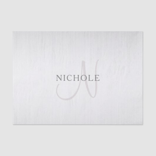 Elegant Name Monogram & Thin Gray Ombre Stripes Tissuepapier (Voorkant)