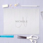 Elegant Name Monogram & Thin Gray Ombre Stripes Tissuepapier (Craft)