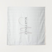 Elegant Name Monogram & Thin Gray Ombre Stripes Wandkleed (Voorkant (horizontaal))