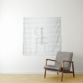 Elegant Name Monogram & Thin Gray Ombre Stripes Wandkleed (In Situ (horizontaal))