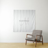 Elegant Name Monogram & Thin Gray Ombre Stripes Wandkleed (In situ)