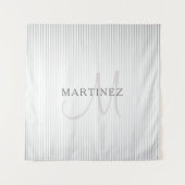 Elegant Name Monogram & Thin Gray Ombre Stripes Wandkleed (Voorkant)