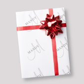 Elegant Name Monogram & White & Grey Cadeaupapier
