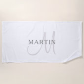 Elegant Name Monogram & White & Grey Strandlaken (Voorkant)