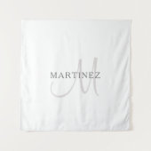 Elegant Name Monogram & White & Grey Wandkleed (Voorkant)