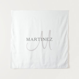 Elegant Name Monogram & White & Grey Wandkleed