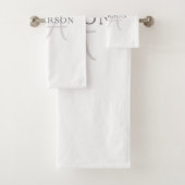 Elegant Name Monogram | Wit en grijs Bad Handdoek (Insitu)