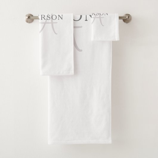 Elegant Name Monogram | Wit en grijs Bad Handdoek (Insitu)