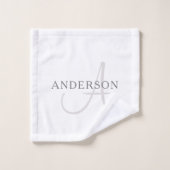 Elegant Name Monogram | Wit en grijs Bad Handdoek (Wasdoekje)