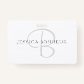Elegant Name Monogram | Wit en grijs Badge (Achterkant)