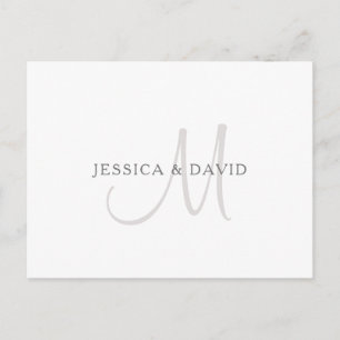 Elegant Name Monogram   Wit en grijs Briefkaart