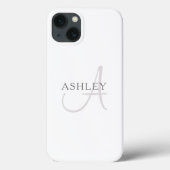 Elegant Name Monogram | Wit en grijs Case-Mate iPhone Case (Achterkant)