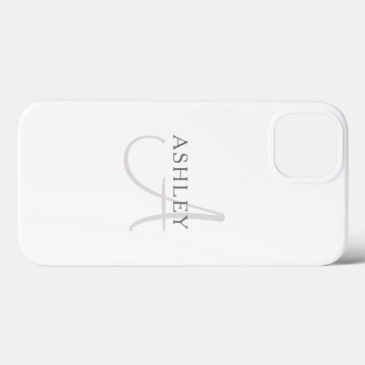 Elegant Name Monogram | Wit en grijs Case-Mate iPhone Case (Achterkant (horizontaal))