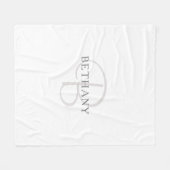 Elegant Name Monogram | Wit en grijs Fleece Deken (Voorkant (Horizontaal))