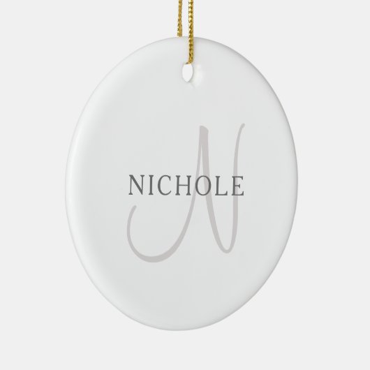 Elegant Name Monogram | Wit en grijs Keramisch Ornament (Rechts)
