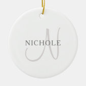Elegant Name Monogram | Wit en grijs Keramisch Ornament (Voorkant)