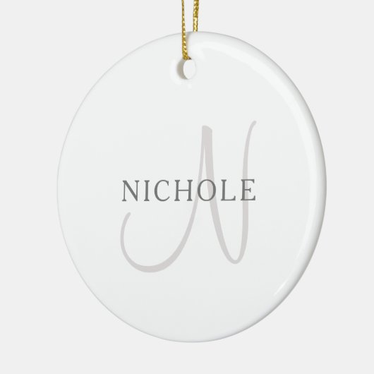 Elegant Name Monogram | Wit en grijs Keramisch Ornament (Links)