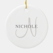 Elegant Name Monogram | Wit en grijs Keramisch Ornament (Achterkant)