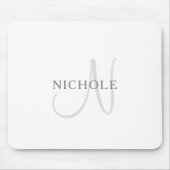 Elegant Name Monogram | Wit en grijs Muismat (Voorkant)