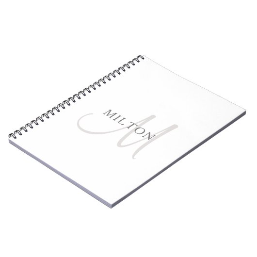 Elegant Name Monogram | Wit en grijs Notitieboek (Linkerzijde)