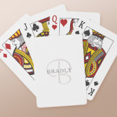 Elegant Name Monogram | Wit en grijs Pokerkaarten