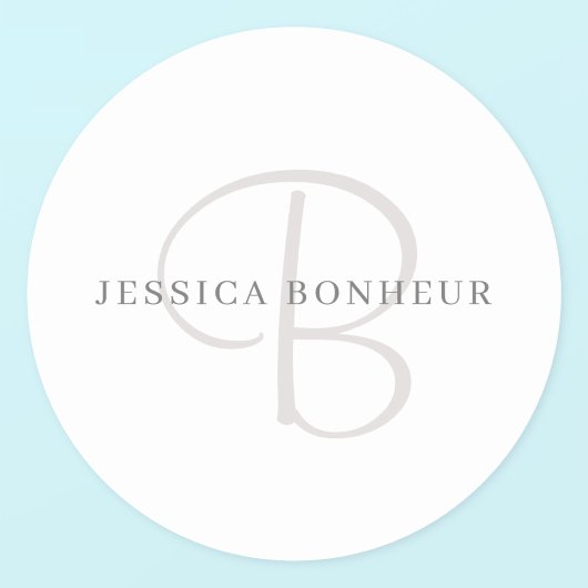 Elegant Name Monogram | Wit en grijs Ronde Sticker
