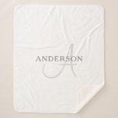 Elegant Name Monogram | Wit en grijs Sherpa Deken (Voorkant)