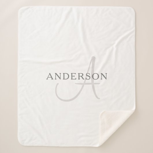 Elegant Name Monogram | Wit en grijs Sherpa Deken (Voorkant)