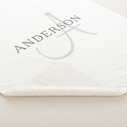Elegant Name Monogram | Wit en grijs Sherpa Deken (3/4)
