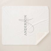 Elegant Name Monogram | Wit en grijs Sherpa Deken (Voorkant (horizontaal))