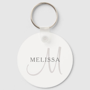 Elegant Name Monogram   Wit en grijs Sleutelhanger