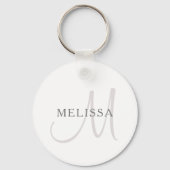 Elegant Name Monogram | Wit en grijs Sleutelhanger (Achterkant)