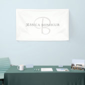 Elegant Name Monogram | Wit en grijs Spandoek (Beurs)