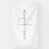 Elegant Name Monogram | Wit en grijs Spandoek (Verticaal)